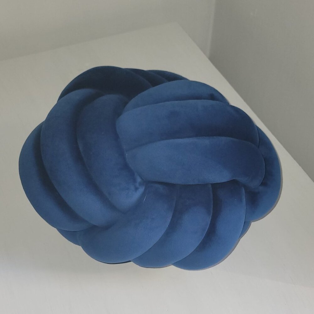 Blue Handcrafted Knotted Throw Pillow